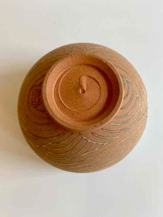 波文様麻の葉色絵抹茶茶碗 通次阿山造