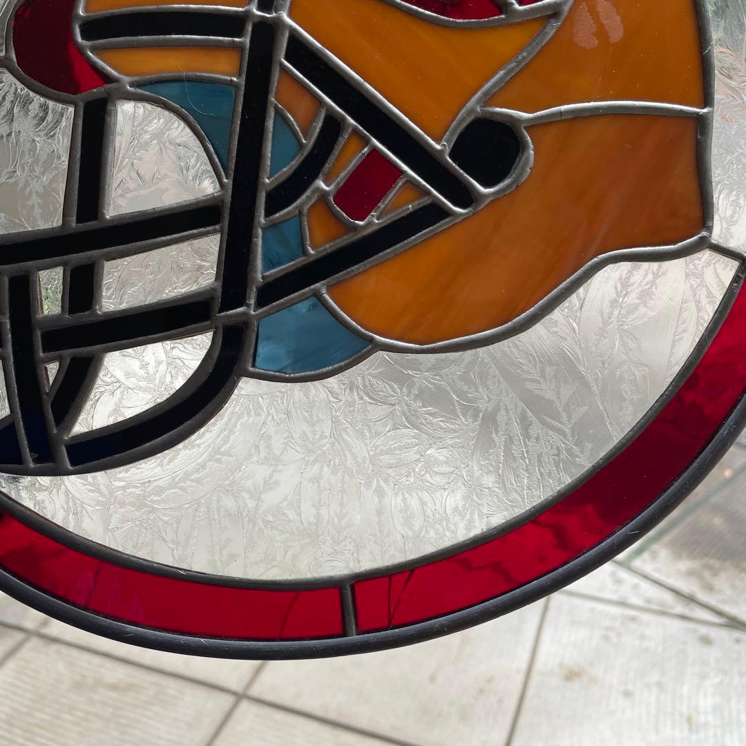 70s〜アメリカアンティーク　アメフトのステンドグラス壁掛けUSAヴィンテージ