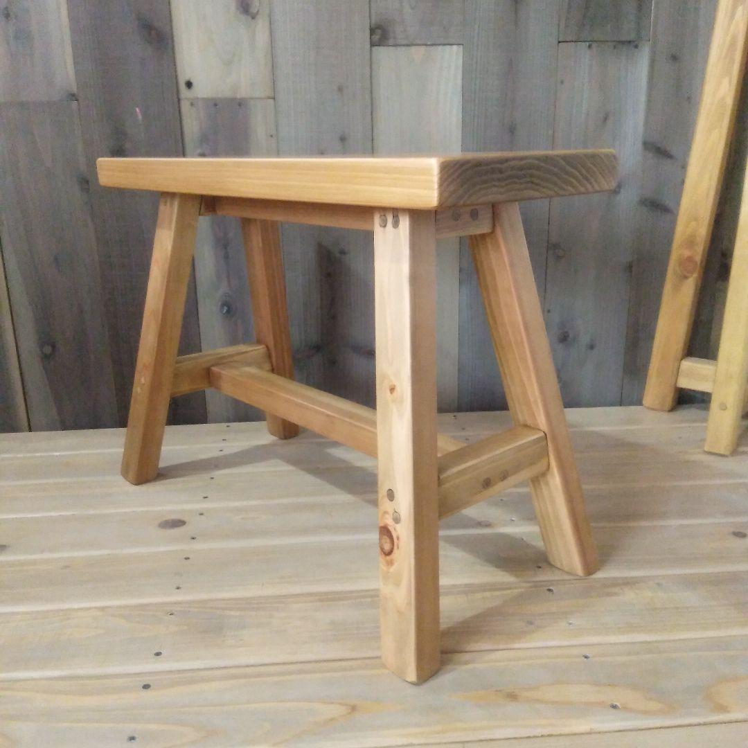 キズ有り ハンドメイド 木製ベンチ 座面高さ36㎝ ラスティックパイン