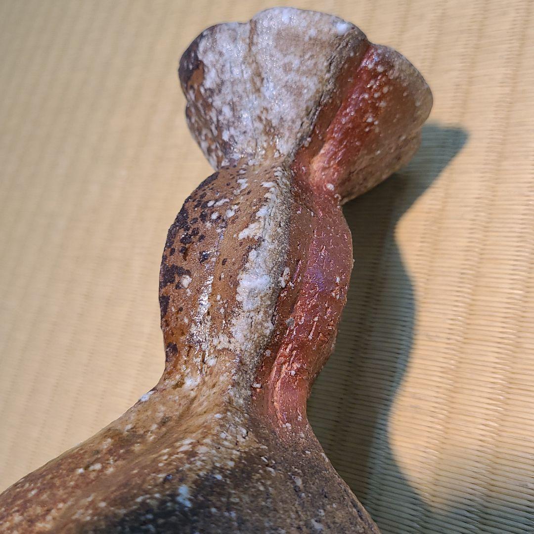 信楽焼 高橋美子作 工場 輪花口花入 高さ7.5寸（約22cm） 共箱 本物