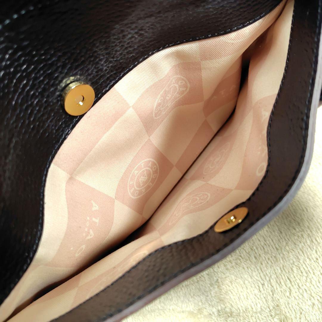 未使用級 ATAO ピッコラ バンドバッグ トートバッグ レザー ブラック ロゴ