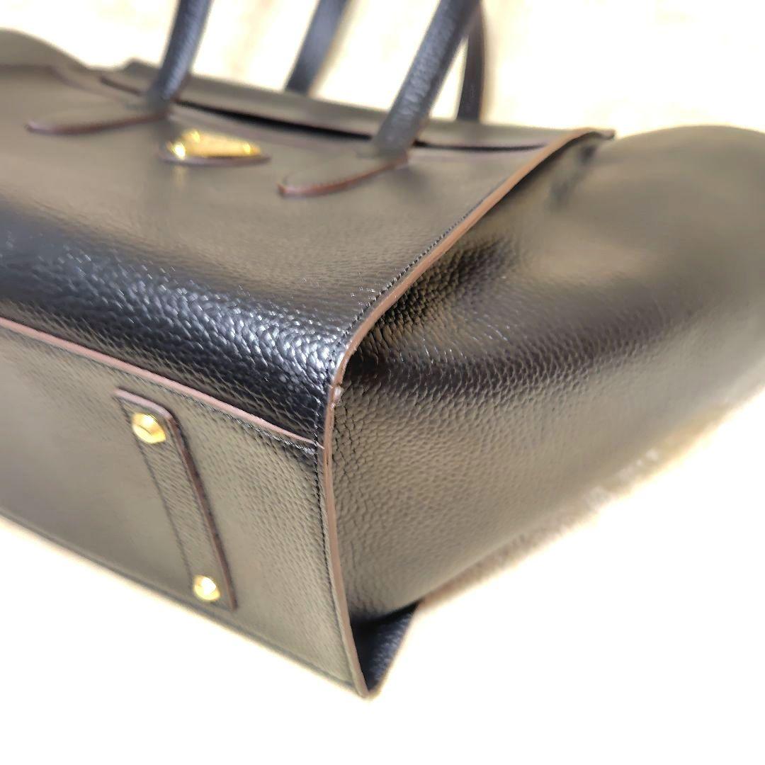 未使用級 ATAO ピッコラ バンドバッグ トートバッグ レザー ブラック ロゴ