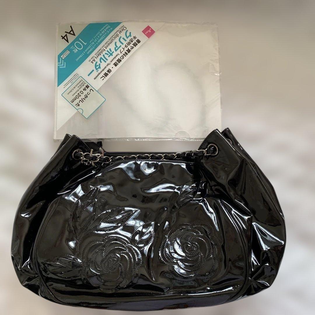 Y*A様 CHANEL 廃盤シャネルフラワーエナメルブラック ハンドバッグ
