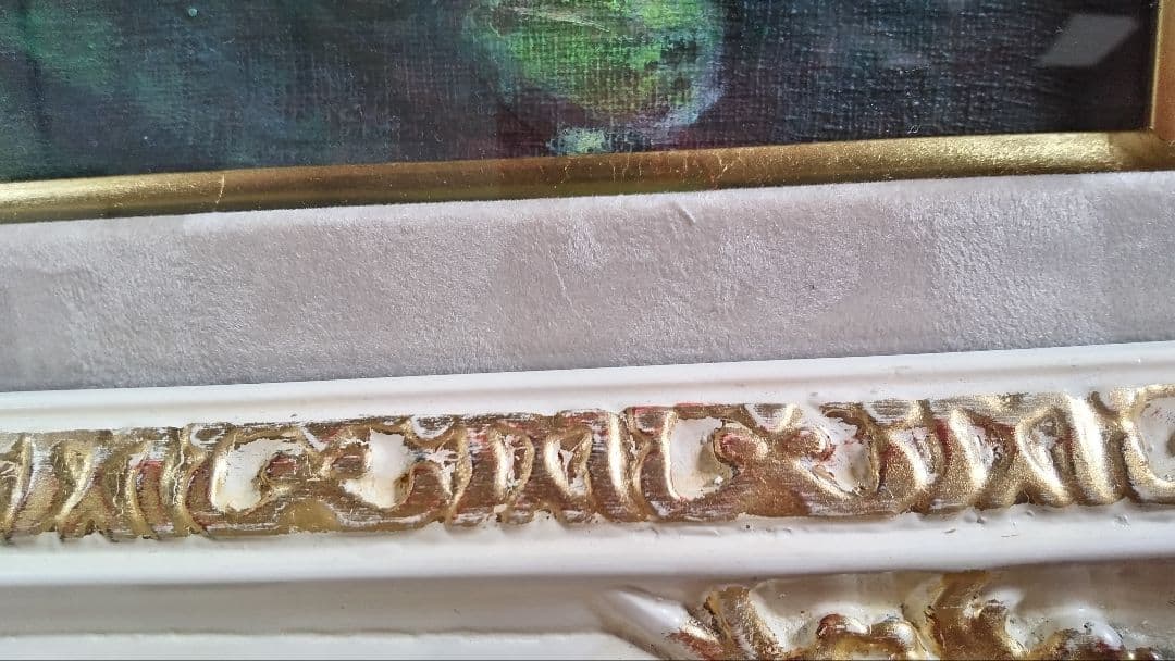 保田三友紀の古典画技法の油絵睡蓮F4号 超高級 額縁付き