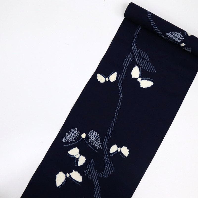 《反物『有松しぼり』浴衣■蝶の舞姿◆濃紺■お仕立て可◆夏着物■反25-172》