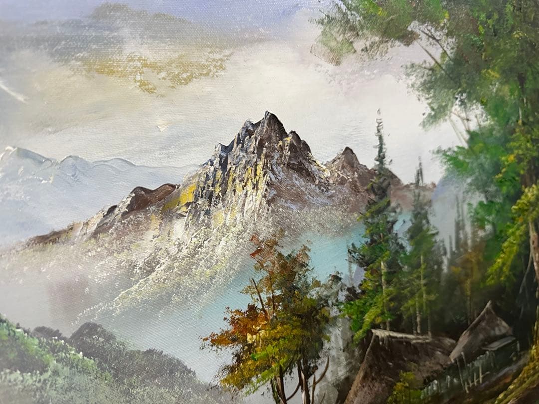 アンティーク 大型 山水 風景画 油彩画 油絵 壁掛け 額有絵画 アート 芸術