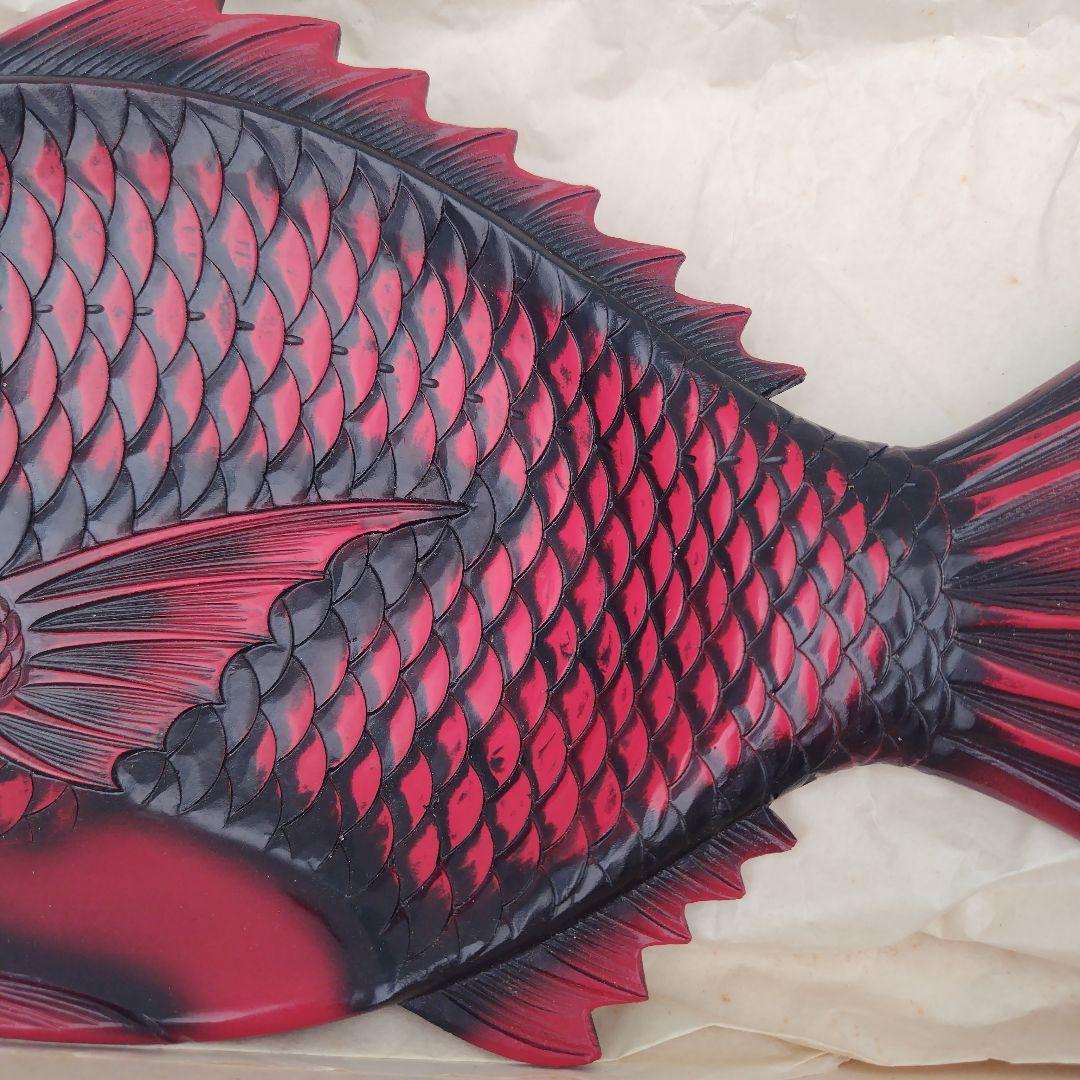 骨董品希少！美品アンティーク鯛 彫刻 菓子器 漆器 レトロ 縁起物