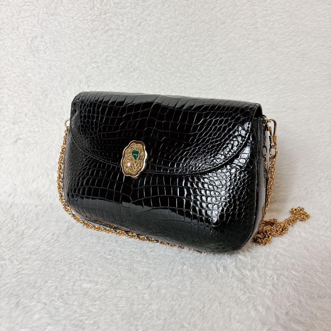 濱野 ハマノ 2way クロコダイル チェーン ショルダーバッグ サンピエトロ