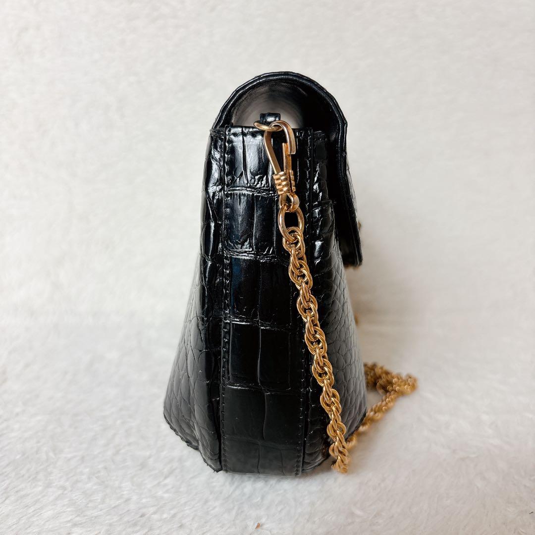 濱野 ハマノ 2way クロコダイル チェーン ショルダーバッグ サンピエトロ