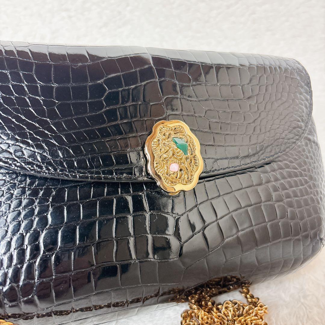 濱野 ハマノ 2way クロコダイル チェーン ショルダーバッグ サンピエトロ