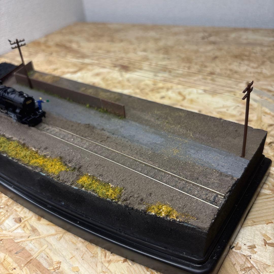【ケースあり】Nゲージ保管用ジオラマ 撮影背景 -晩秋の機関区脇線ベース-