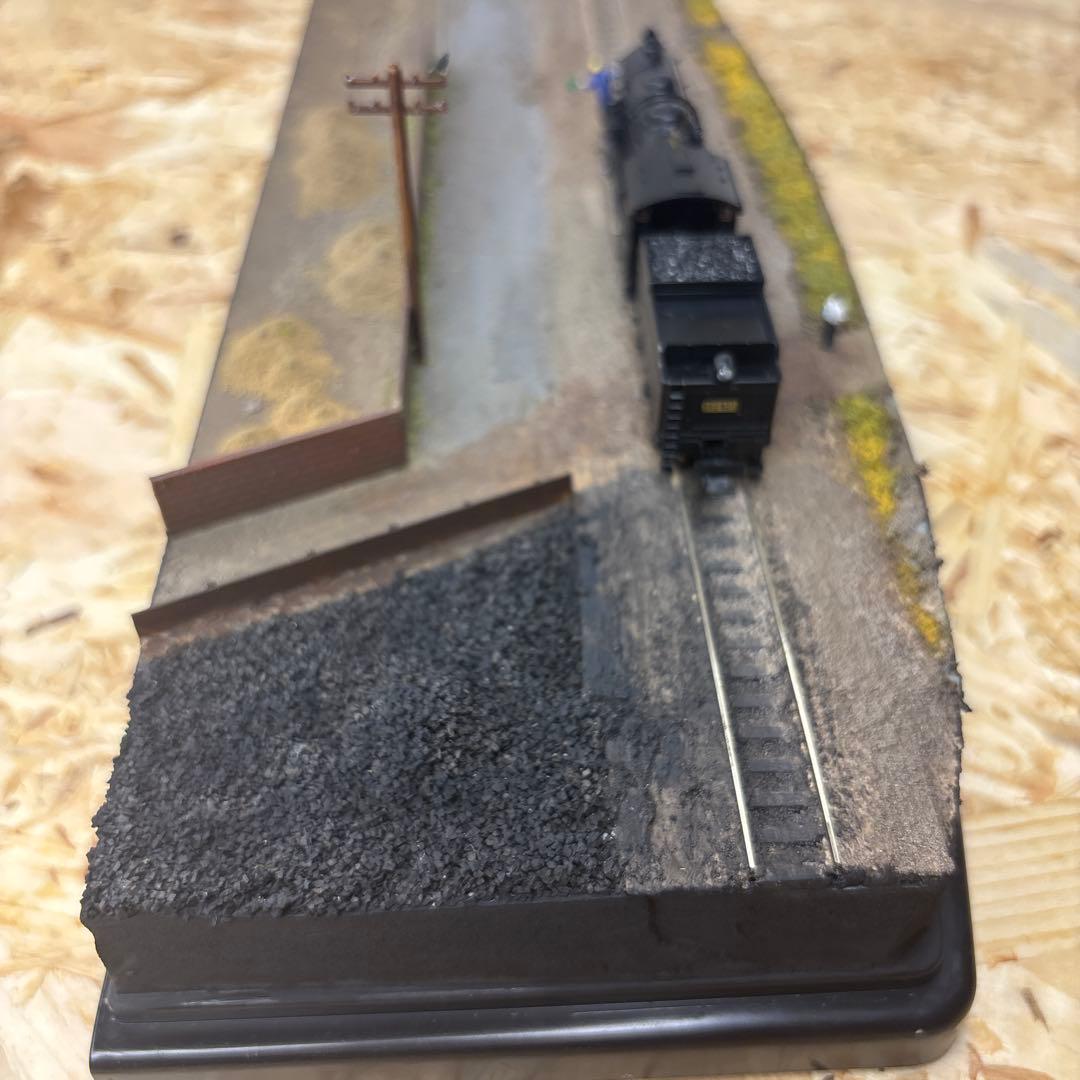 【ケースあり】Nゲージ保管用ジオラマ 撮影背景 -晩秋の機関区脇線ベース-