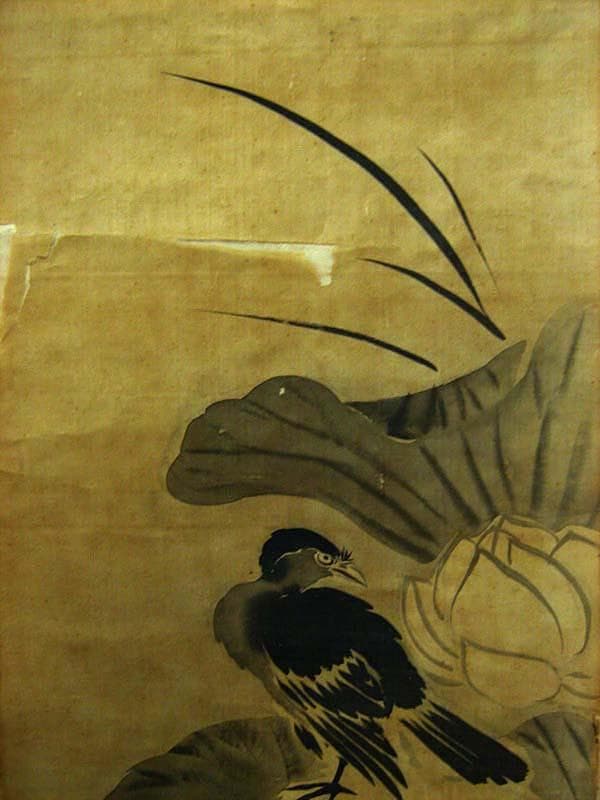 ★古美術！　『法眼永真筆』銘記印章 『牧心斎印』絹本マクリ アルミ額付