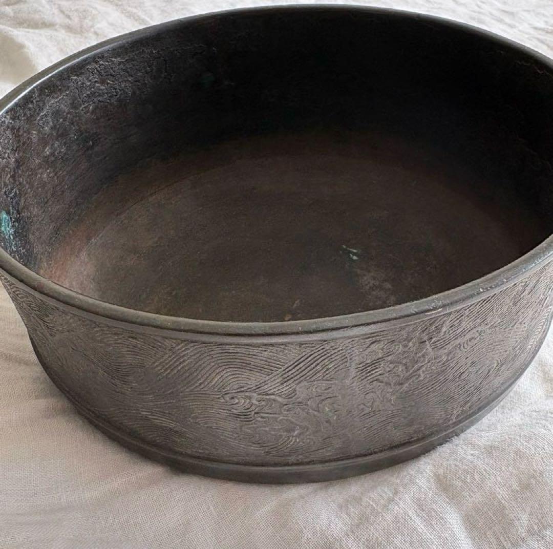 アンティーク　江戸時代　水盤　盆　トレー　小物入れ　器　金属　骨董　19世紀