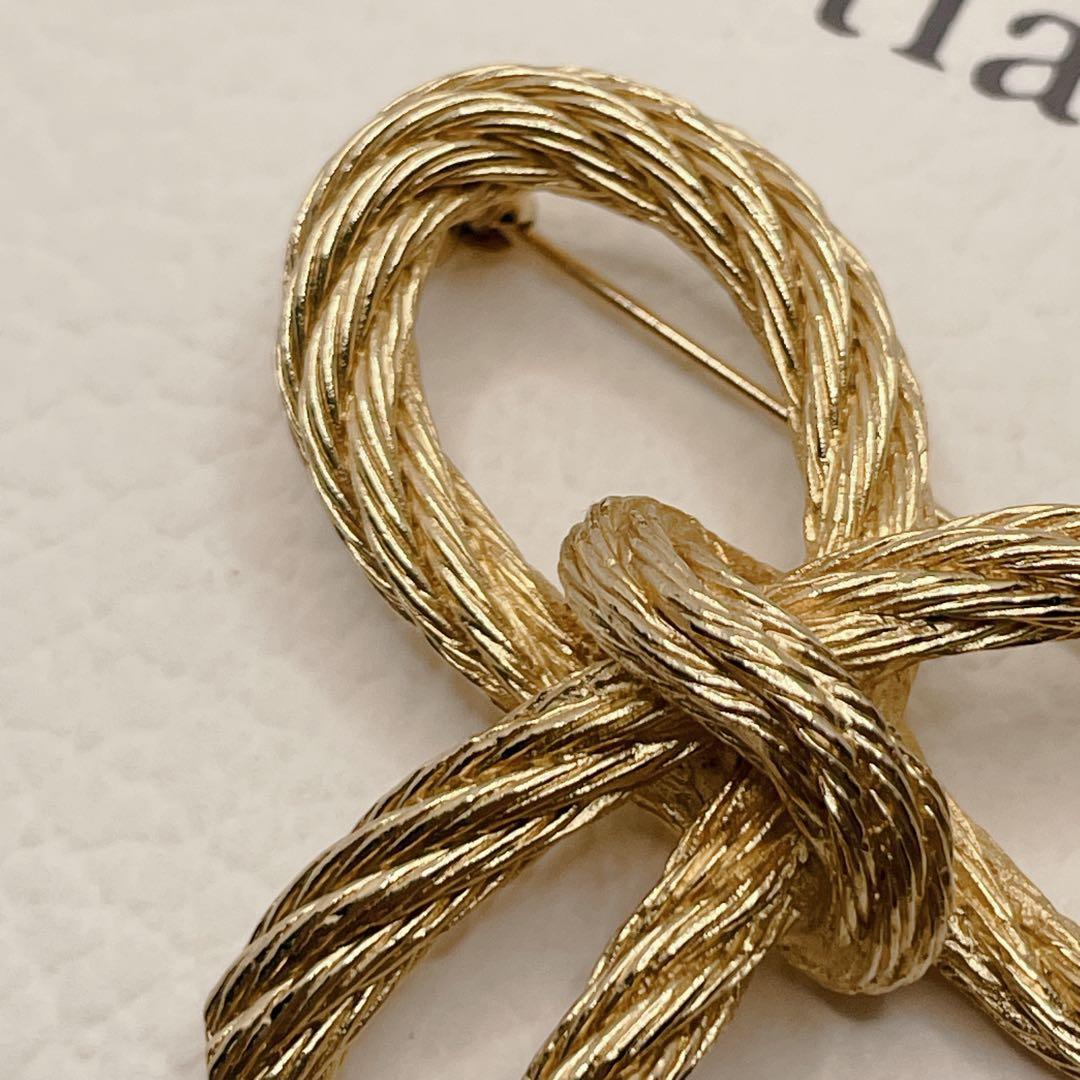 DIOR ヴィンテージ ブローチ リボン ゴールド クリスチャンディオール