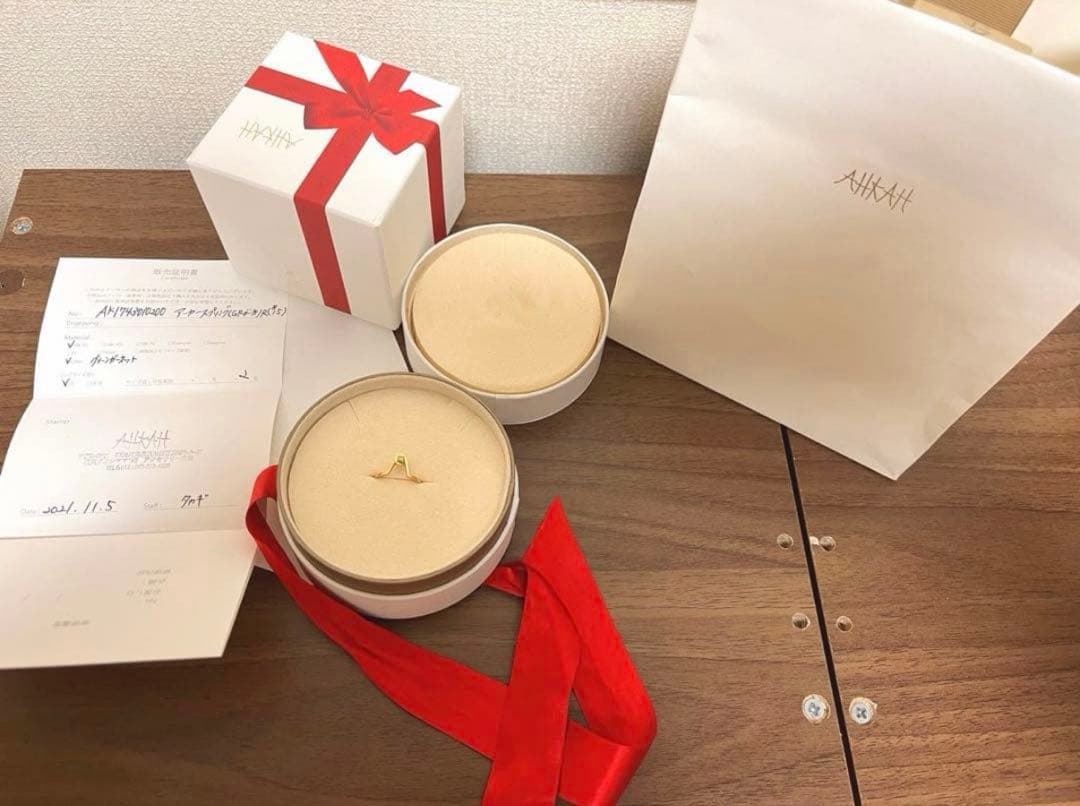 【1/4〆セール】AHKAHリング 18k ゴールド グリーンガーネット 15号