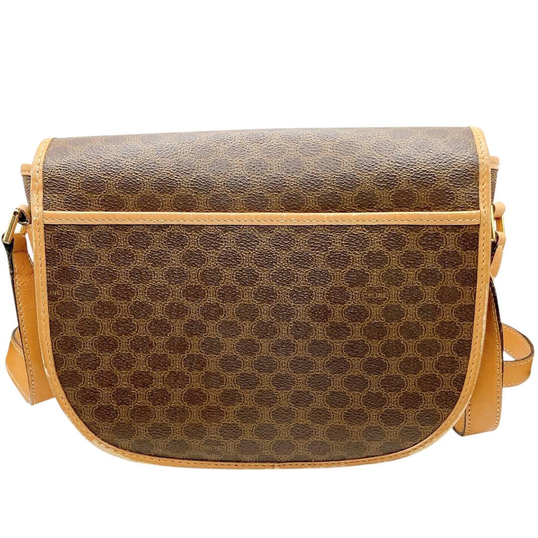 CELINE✨セリーヌ　ショルダーバッグ　マカダム　総柄　ヴィンテージ　ブラウン