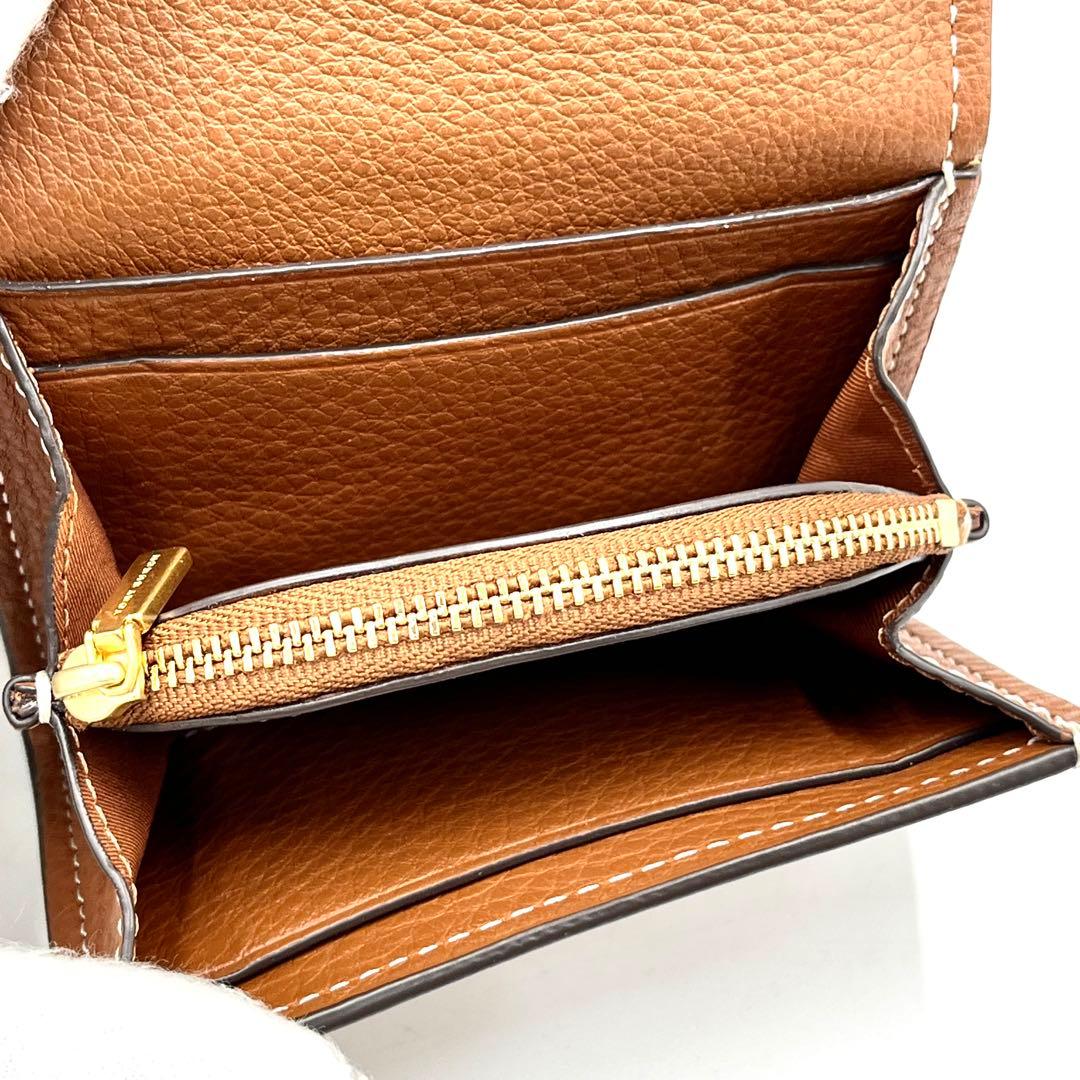 完売品・未使用保管品 トリーバーチ エレノア 折り財布 ケース レザー 茶