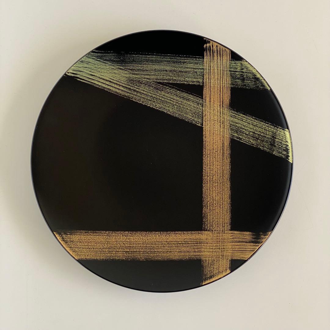 新品未使用品 山田平安堂 プレート大 2枚セット 海龍 飾皿 漆器