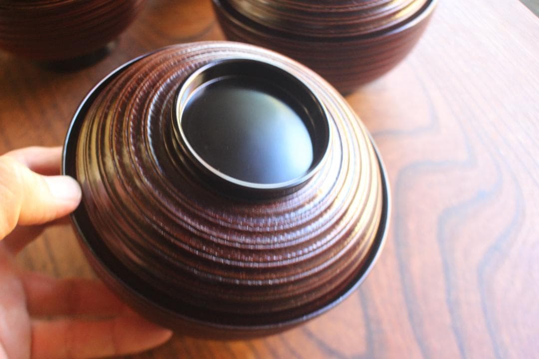 専用！風情ある糸目地に優美な雲錦蒔絵の映える煮物椀5点（検輪島塗雑煮椀