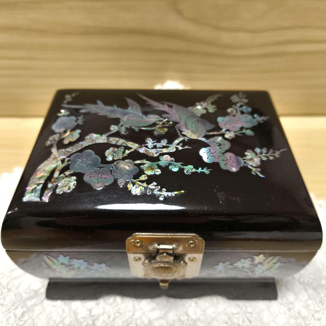 2565 螺鈿細工 花鳥 宝石箱 小物入れ 漆器 アクセサリーケース 2565