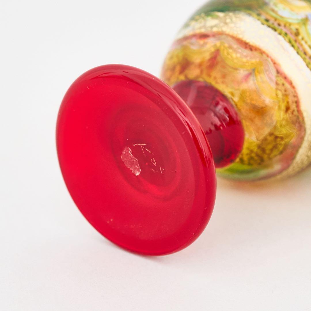 石井康二 多色波状模様 ガラス製ゴブレット 美品