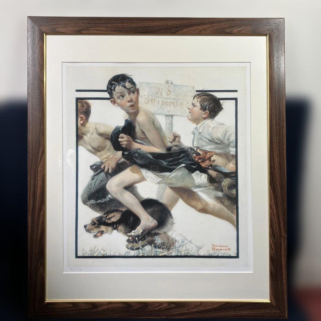 版画　ノーマンロックウェル「No Swimming」 Norman Rockwell - No swimming - 1921