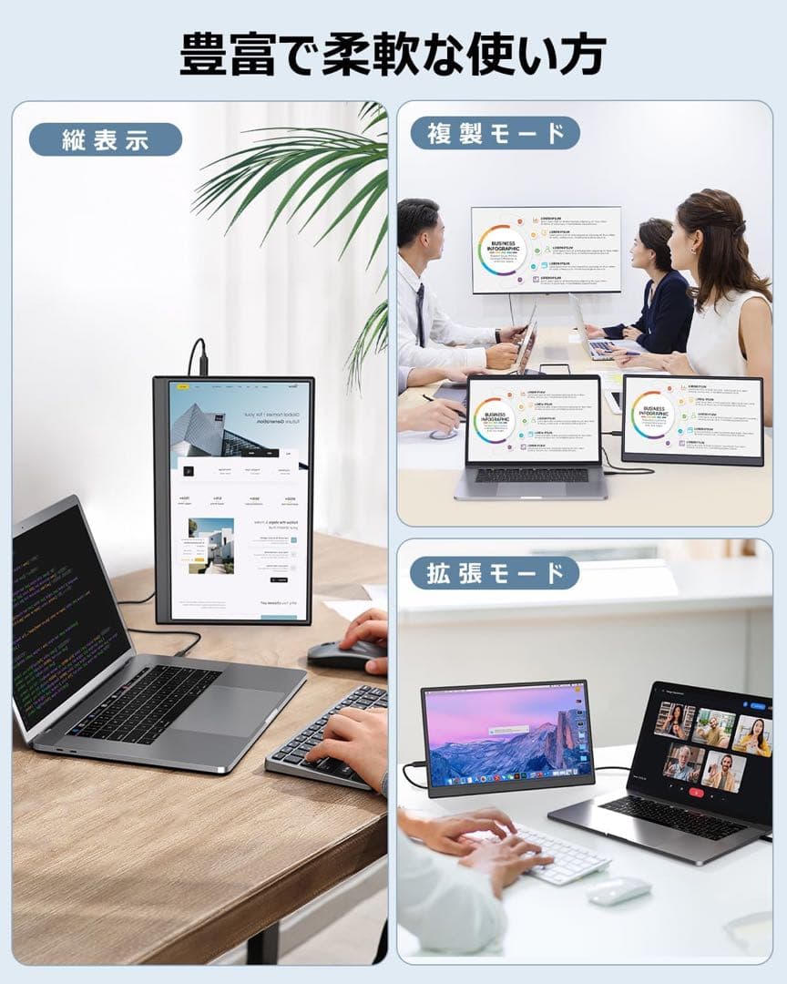 モバイルモニター 15.6インチ フルHD】 キックスタンド 保護カバー