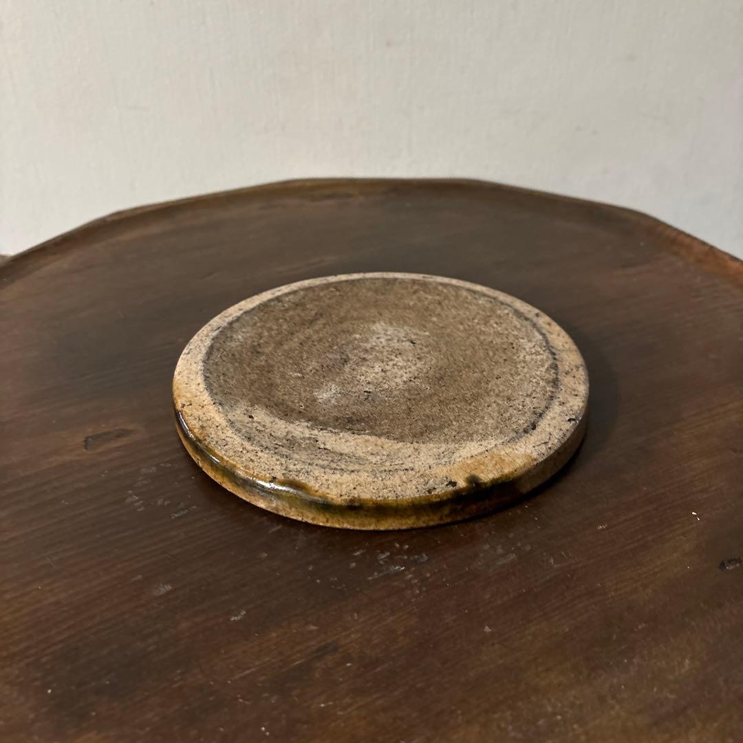 古瀬戸 織部釉行灯皿 行燈皿 石皿 古民芸 美濃 古美術