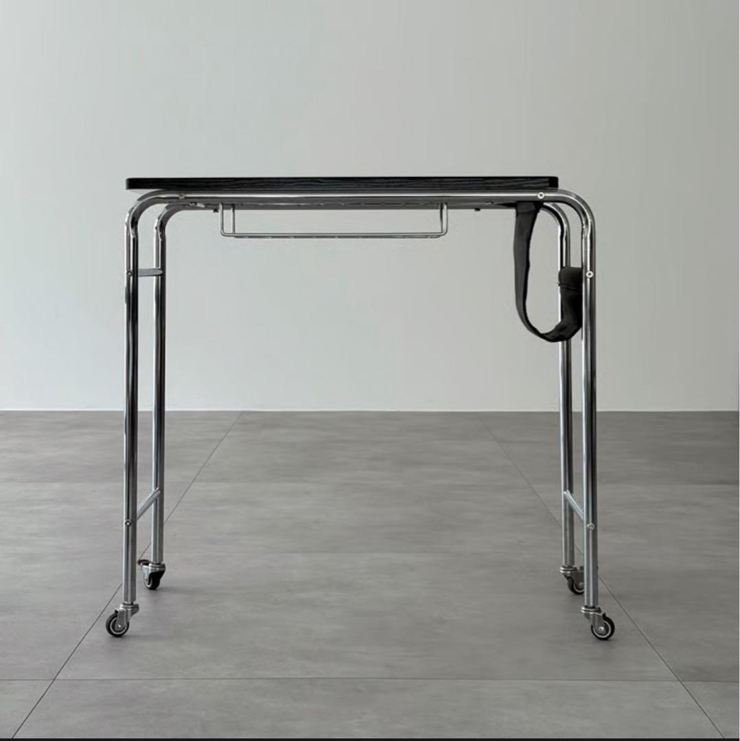 table-03192　ブラック サイドポケット キャスター付きデスク