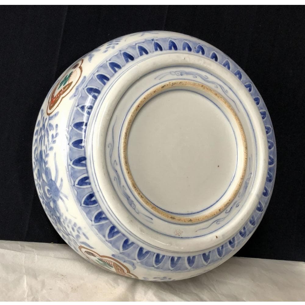 きなこ様専用 e3002 古伊万里 色絵 鉢 径24.7cm 二重高台