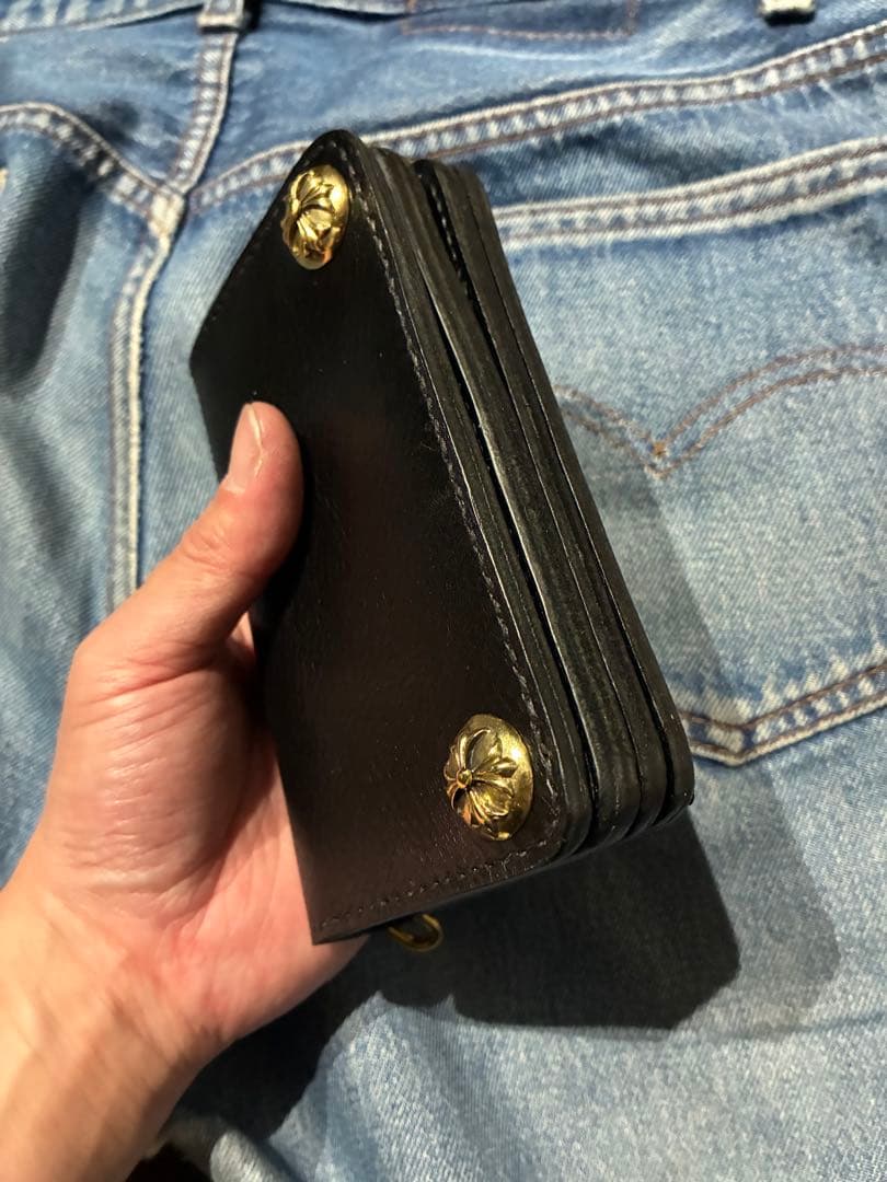 トラッカーウォレット　ミドル　イタリアンレザー　シュリンク　クロスボール