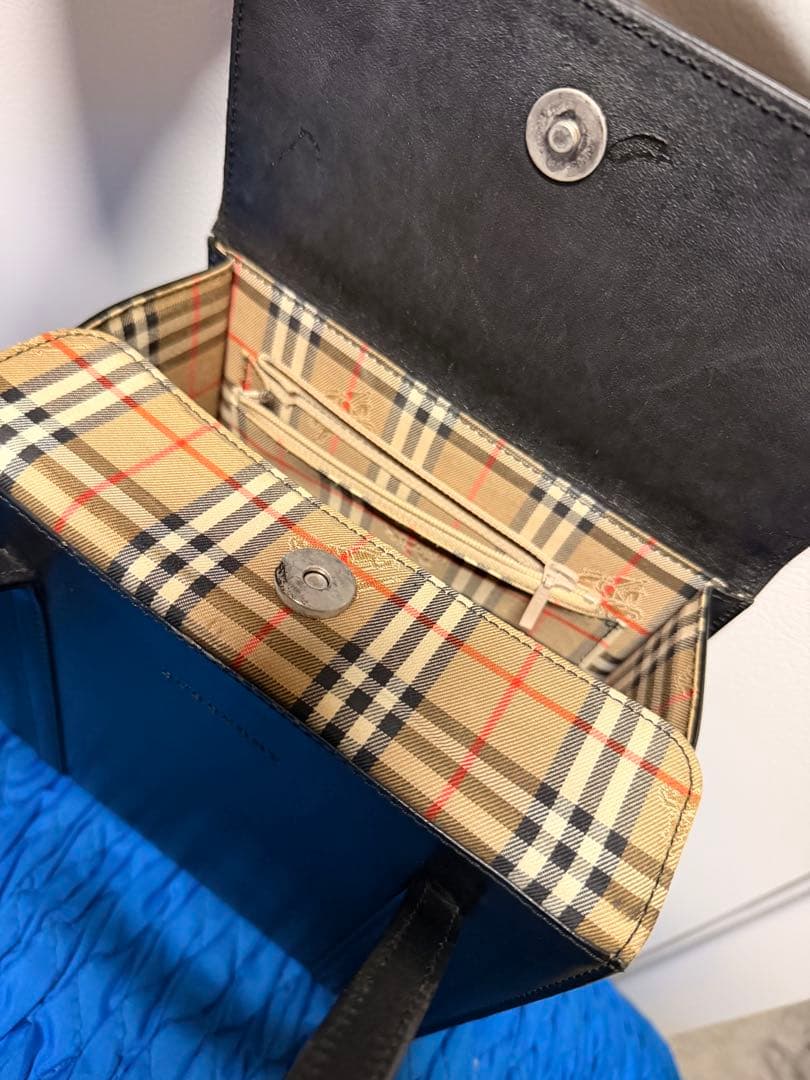 d*2様 BURBERRY スクエア型 ハンドバッグ レザー ノバチェック ブラ