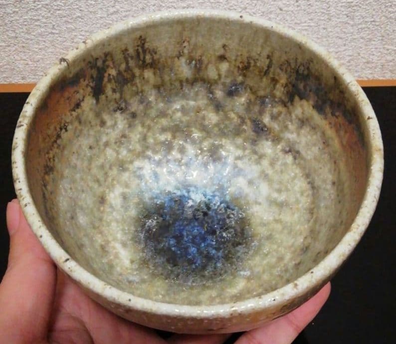 今井理桂作 津軽烏城焼 自然釉 茶碗 共箱 共布 茶道具