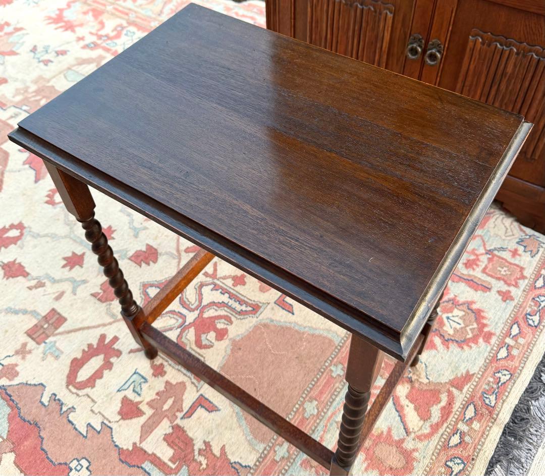 英国アンティーク ツイストレッグ サイドテーブル オーク材 花台 幅