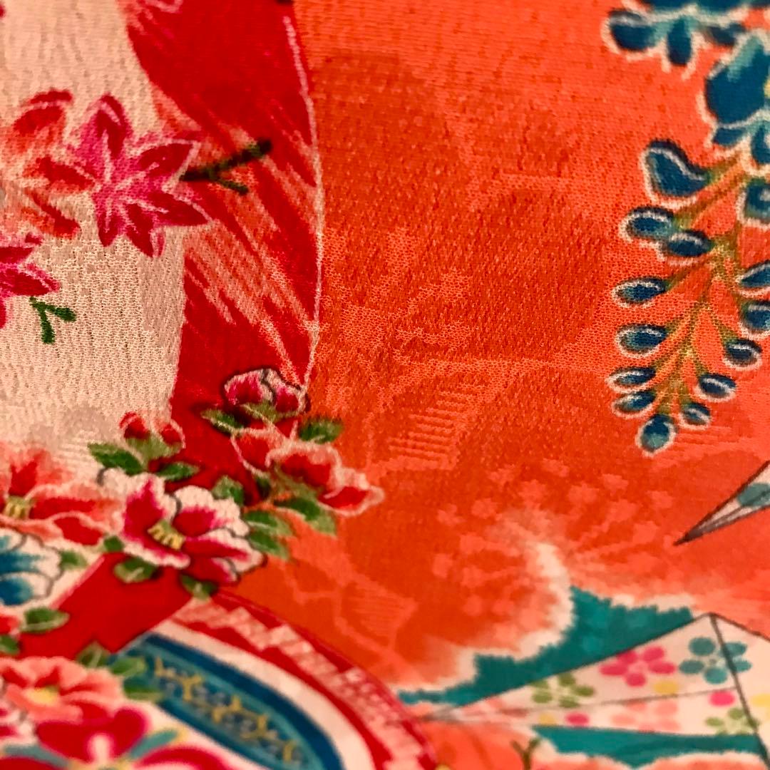 正絹 アンティーク着物 女の子 七五三 ◇花丸 折鶴 古典柄