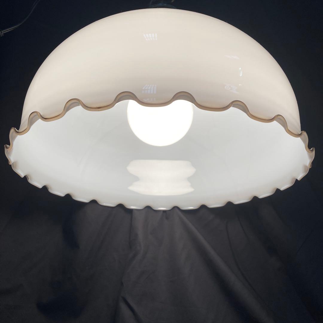 昭和レトロ ペンダントライト ミルクガラス フリル ビンテージ ＊要