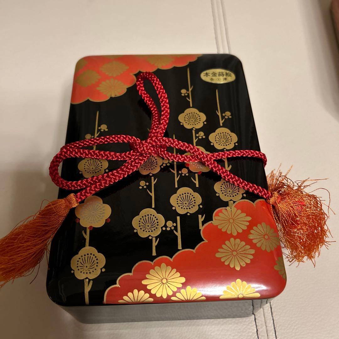 会津 本金(純金)蒔絵 漆器 小箱 保管箱 文箱 紐付 新品未使用 箱付