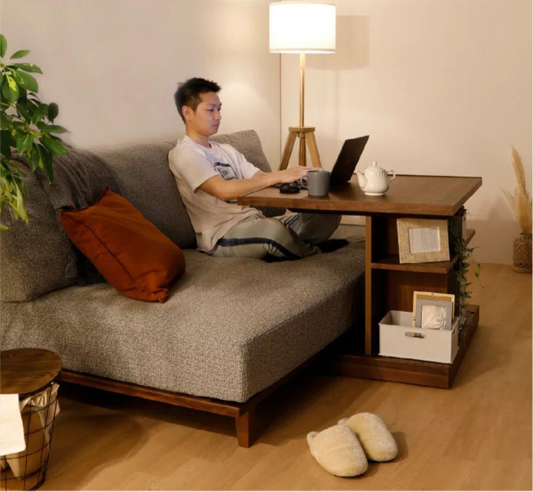 ウォールナット(ダークブラウン) 木製 シングルベッドフレーム ソファベッド