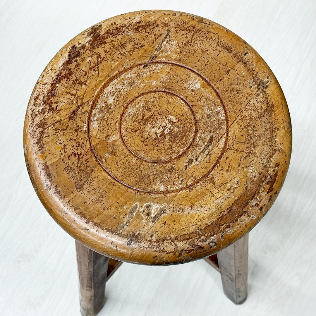 昭和レトロ 木製 丸椅子 2個セット