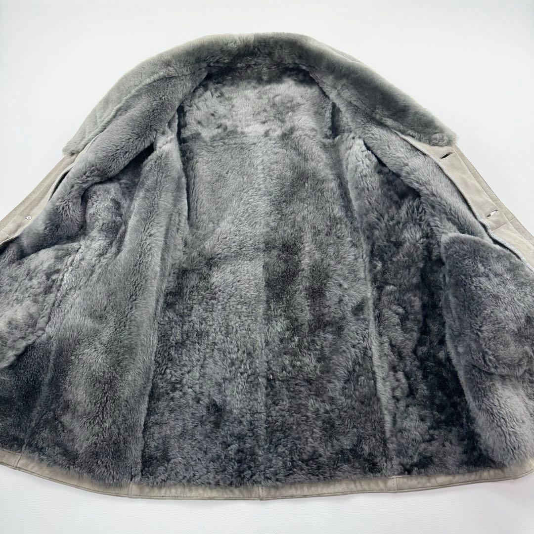 ヴィンテージ シープスキン スエードレザーリアルムートンチェスターコート グレー