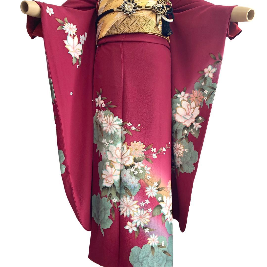 成人式 赤 振袖4点セット‼️お振袖セット‼️ TM NO135 フルセット可能