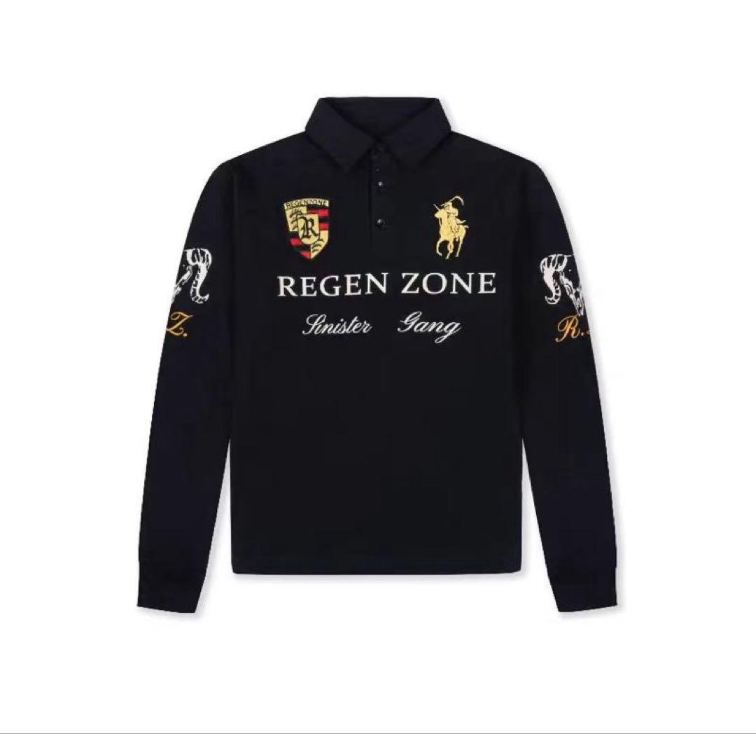 REGEN ZONE y2k opium ロゴ刺繍 長袖ポロシャツ - メルカリ
