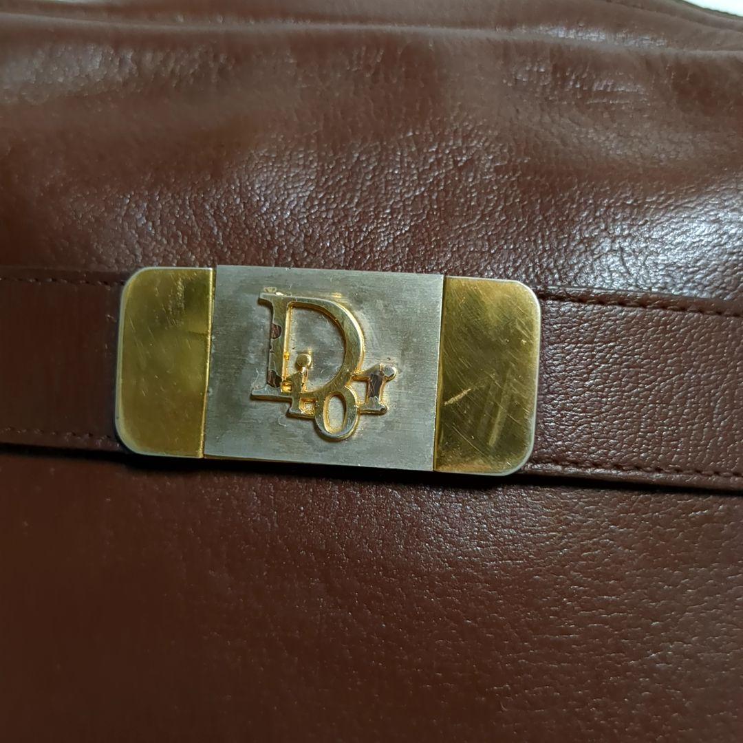 ✨クリスチャンディオール✨ショルダーバッグ ロゴ金具 レザー ブラウン