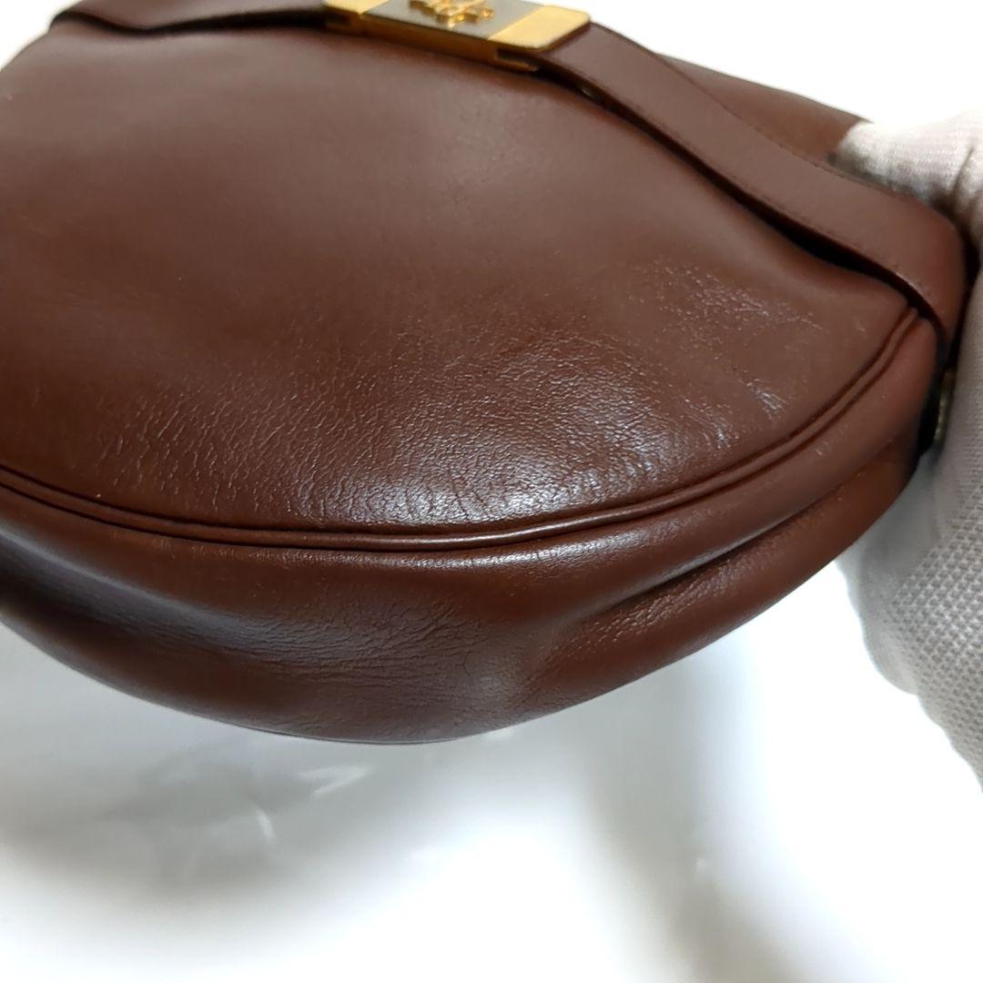 ✨クリスチャンディオール✨ショルダーバッグ ロゴ金具 レザー ブラウン