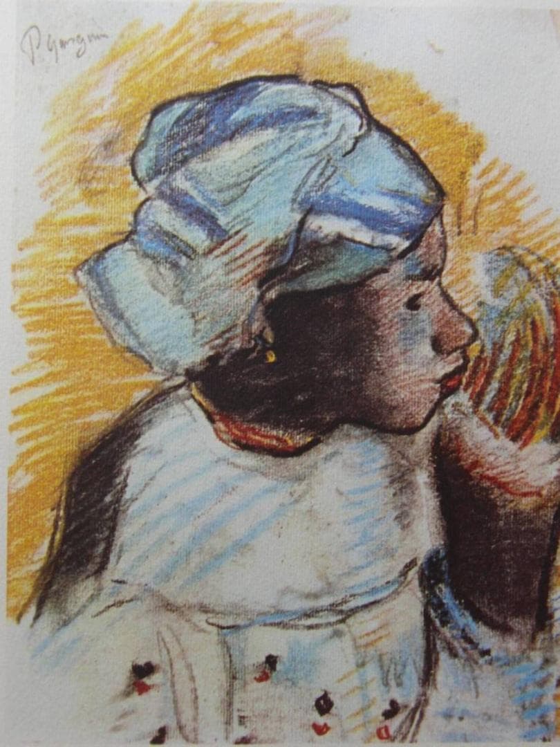 ポール・ゴーギャン、【黒人の顔】、希少な画集画・マット紙