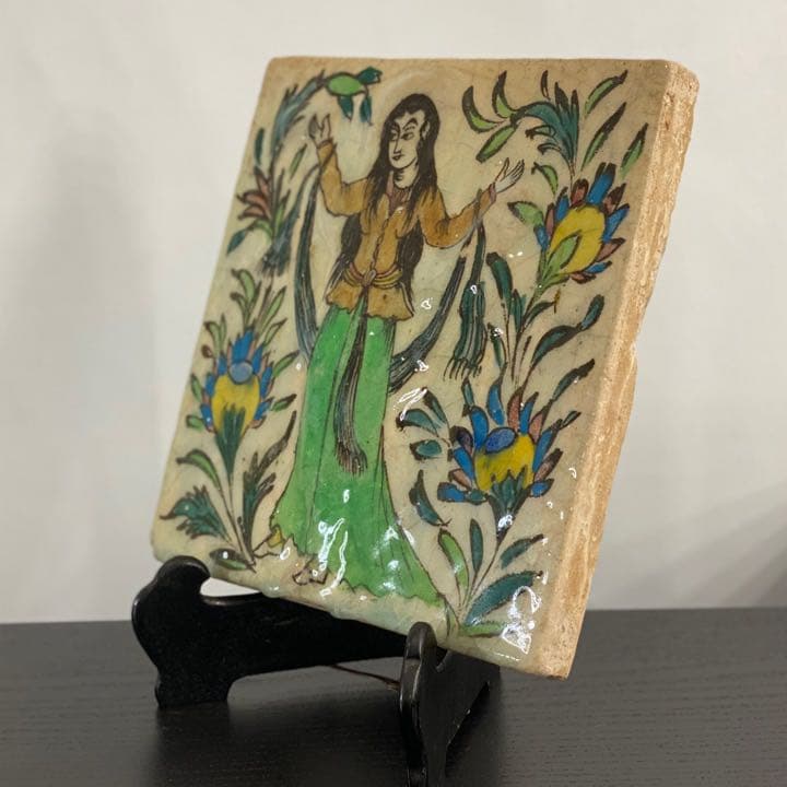 イラン19世紀 ペルシャ 陶板タイル飾り イスラム陶器 ヨーロッパ