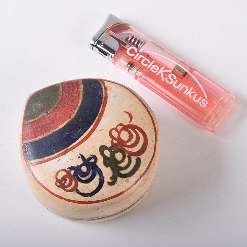 茶道具　白漆　貝文　貝形香合　花押あり　書付時代箱　V　R8327