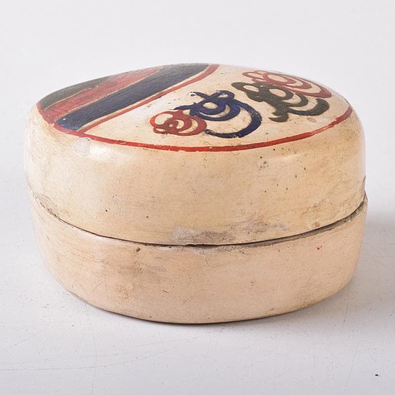 茶道具　白漆　貝文　貝形香合　花押あり　書付時代箱　V　R8327