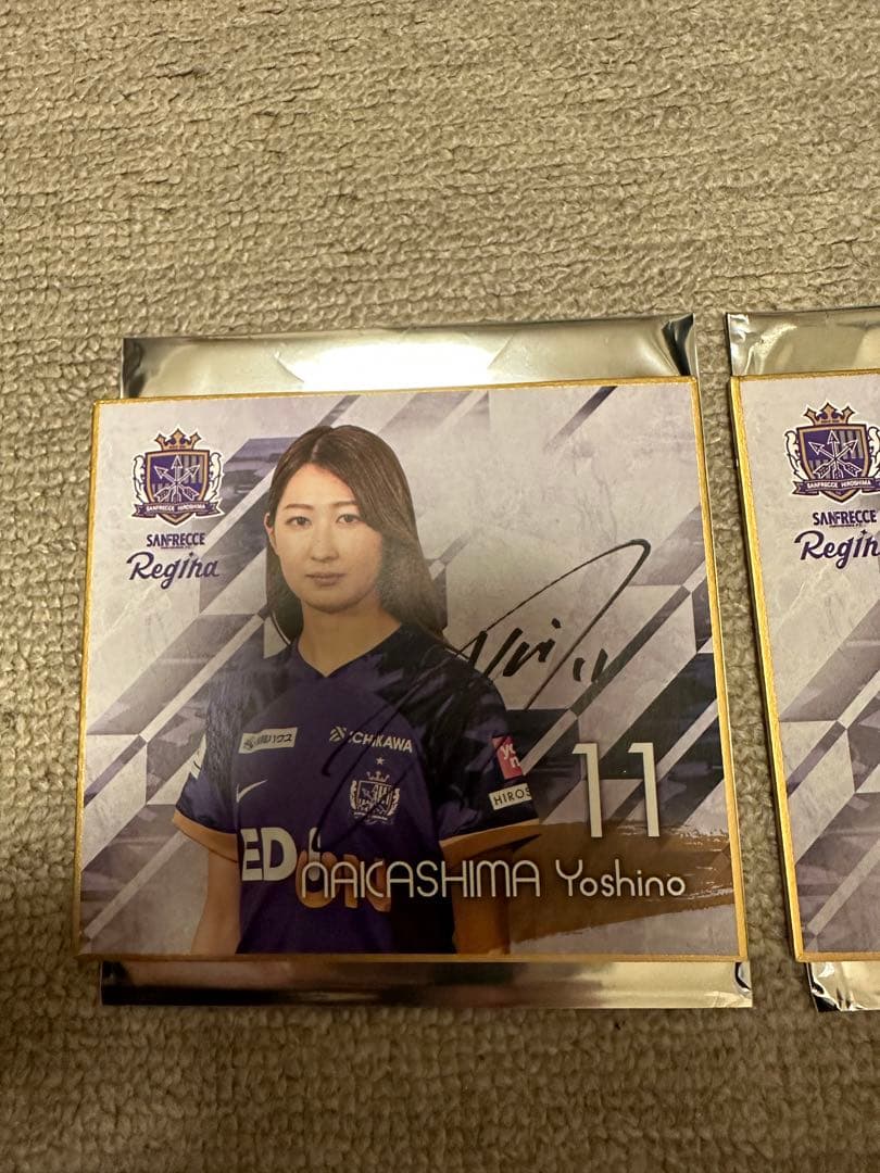 サンフレッチェ広島レジーナ 中嶋淑乃 瀧澤千聖 直筆サイン入りミニ色紙2点セット